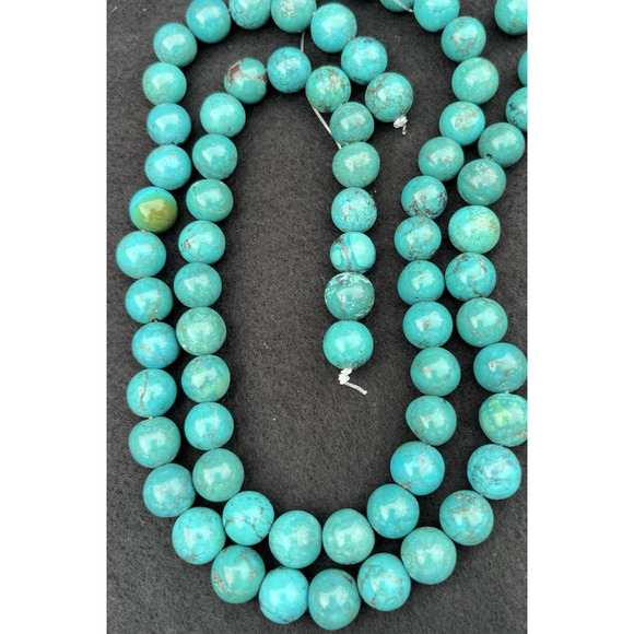 Natural Turquoise Smooth Round Beads 10mm 68 Beads + Zuni Carved Bear - Picture 2 of 12